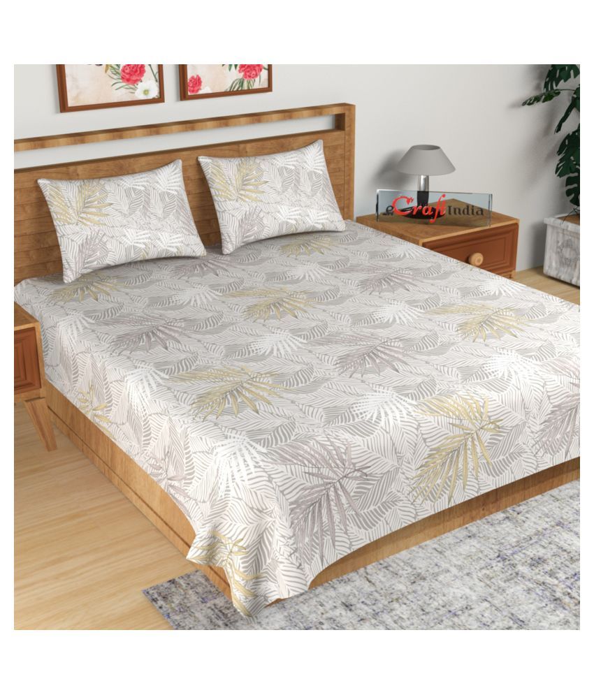     			eCraftIndia Cotton Double Bedsheet with 2 Pillow Covers ( 275 cm x 275 cm )