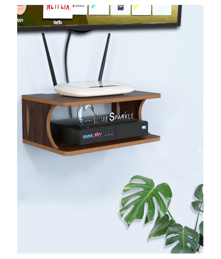     			Home Sparkle Set Top Box Stand Wall Mount Wall Shelf Setup Box Holder/Wifi Router Holder (Dark Brown)