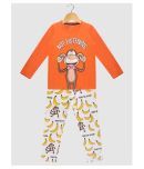 Lazy Shark Boys Cotton Blend Tshirt & Pajama Set ( Orange )