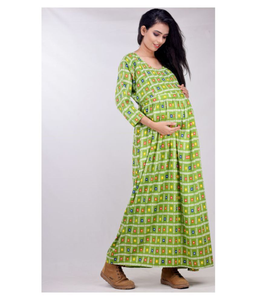     			CLYMAA Rayon Nighty & Night Gowns - Green