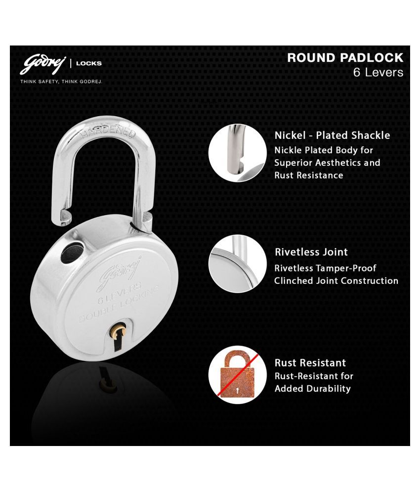 Buy Godrej Round Padlock 6 Levers 3 Keys Online at Low Price in India
