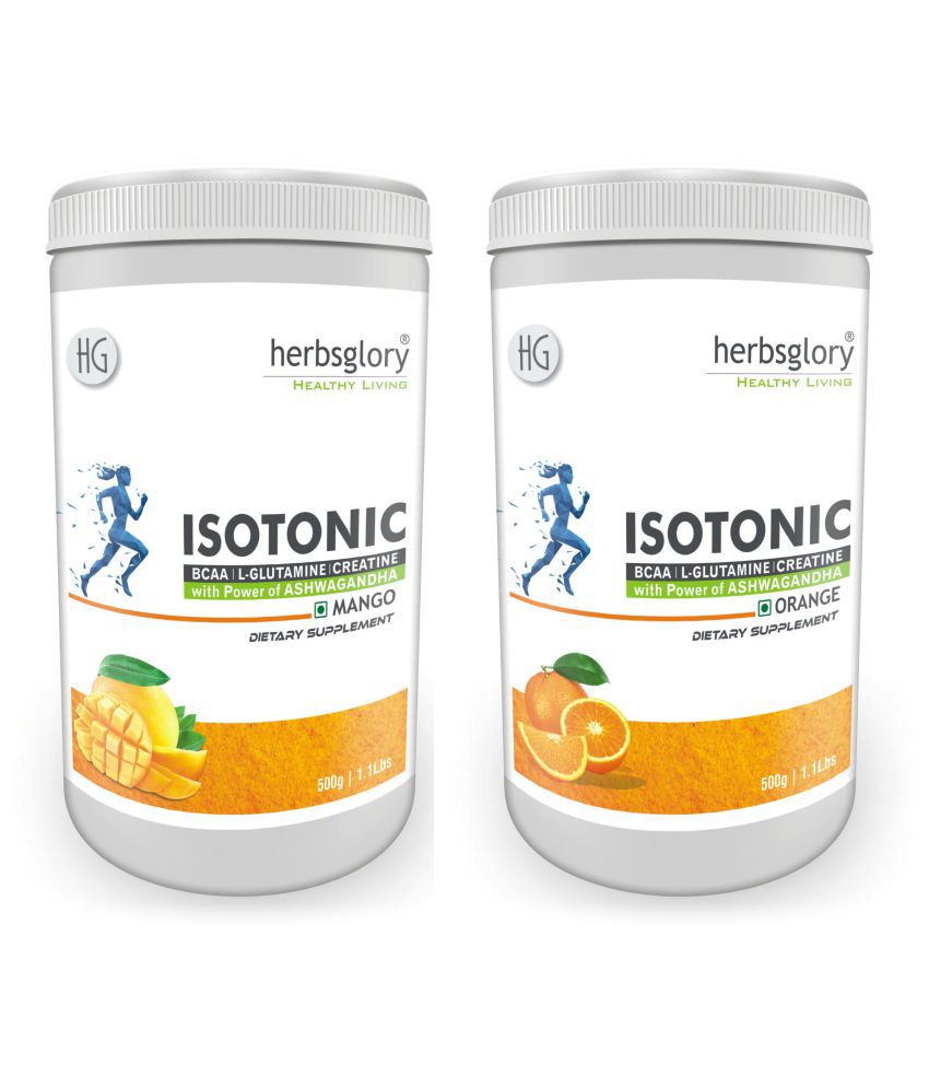 Herbsglory Isotonic Instant Energy Drink Mango Flavor 500gm and Orange Flavor 500gm Naturals Supplements Energy Drink for All 1 kg Pack of 2