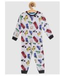 Lazy Shark Boys Cotton Blend Tshirt & Pajama Set ( White )