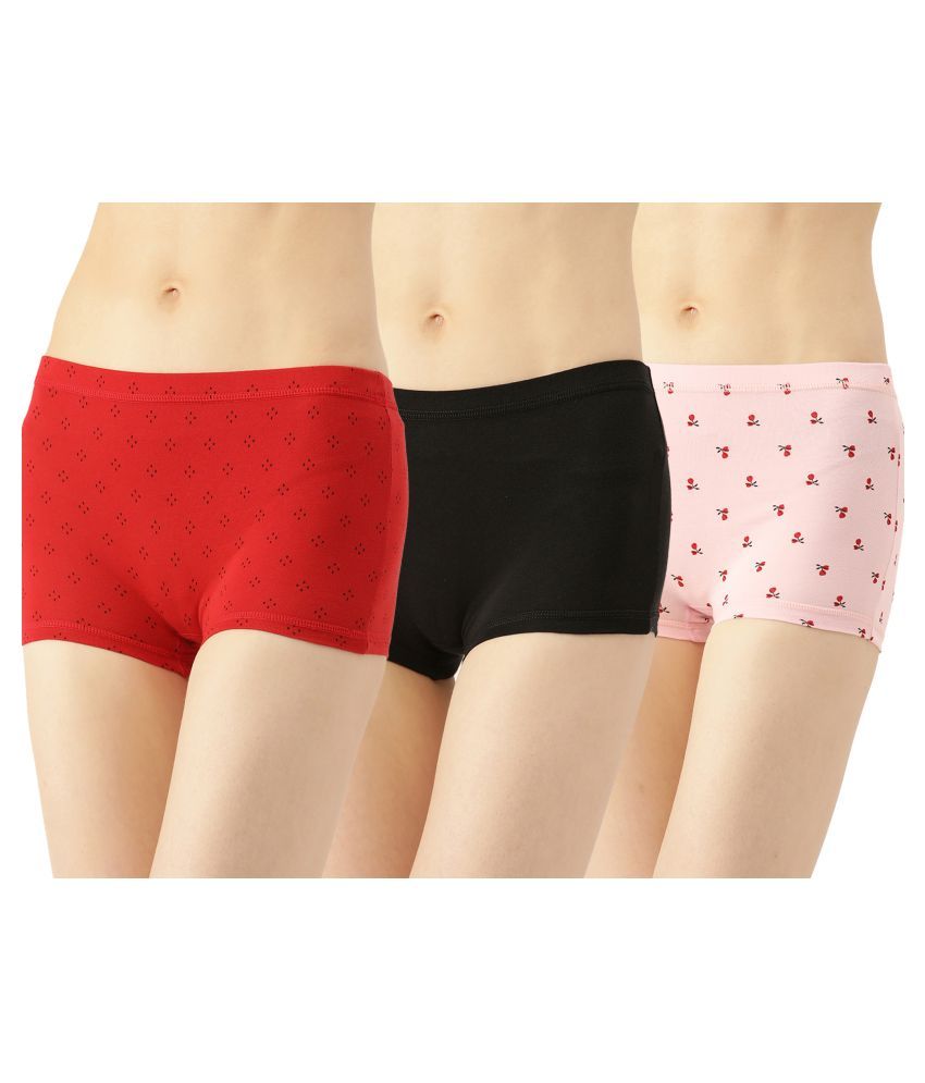     			Leading Lady Pack of 3 Cotton Women's Boy Shorts ( Multi Color )