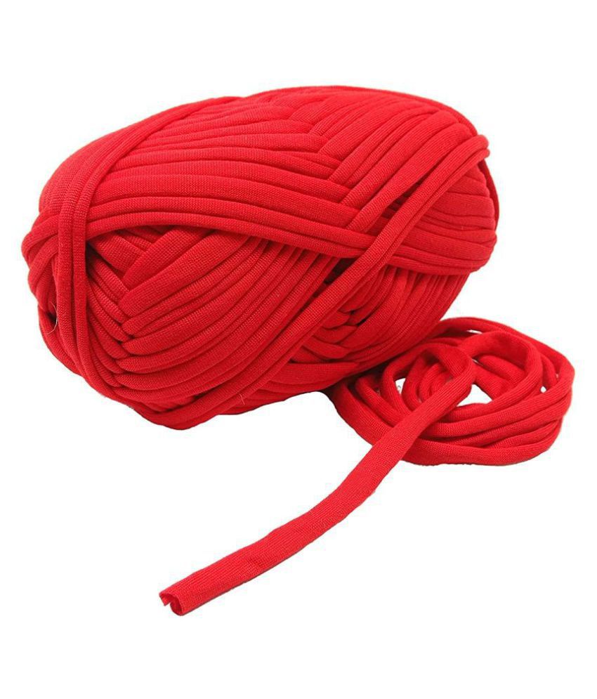     			T-Shirt Yarn Carpet, Knitting Yarn for Hand DIY Bag Blanket Cushion Crocheting Projects TSH New 100 GMS (RED)