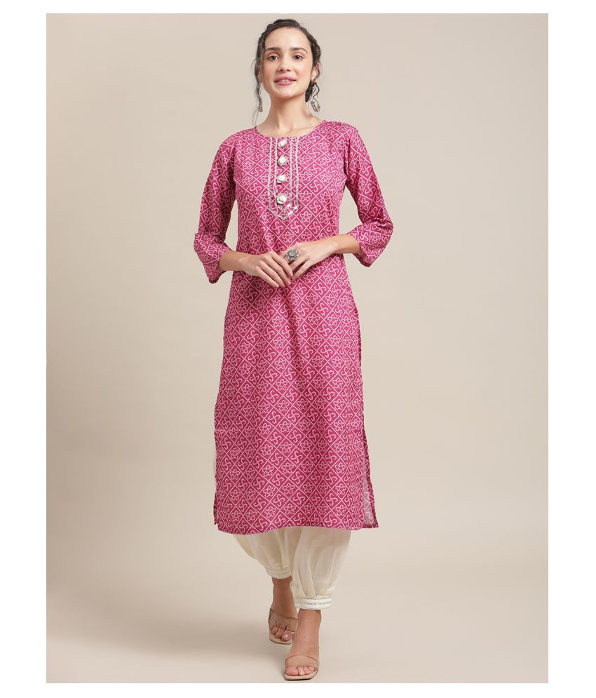     			KSUT Pink Crepe Straight Kurti - Single