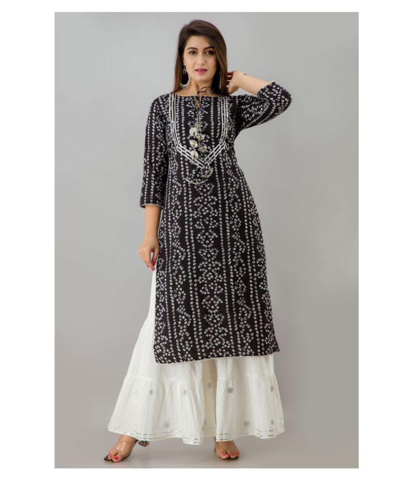     			SVARCHI - Black Straight Cotton Blend Women's Stitched Salwar Suit ( Pack of 1 )