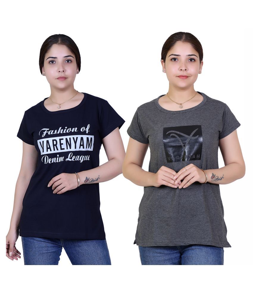     			Varenyam Cotton Regular Tops - Navy Single