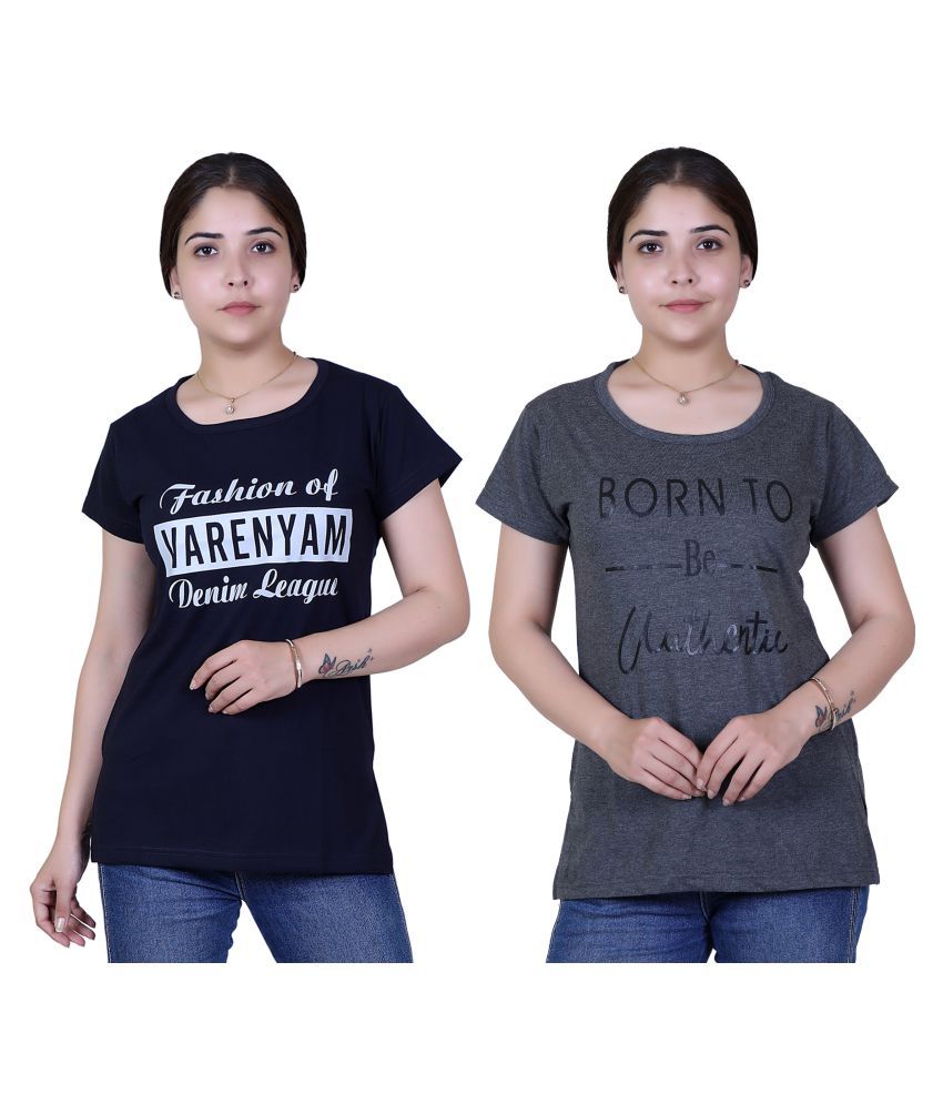     			Varenyam Cotton Regular Tops - Navy Single