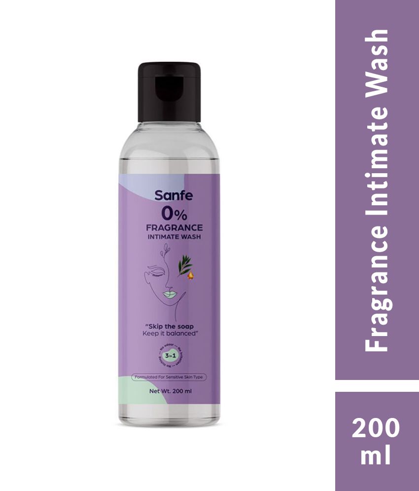 Sanfe Intimate Wash-200 ml 0% Fragrance- mild, soothing, and gentle solution to cleanse your intimate area