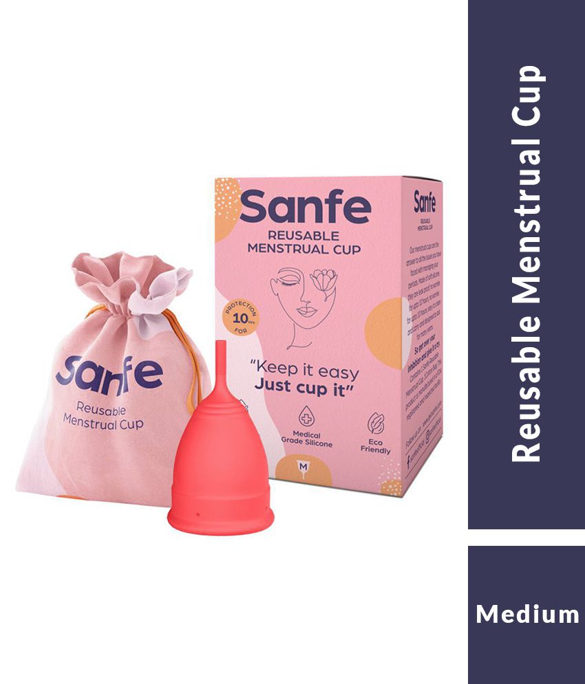 Sanfe Reusable Menstrual Cup for women Medium Size with No Rashes, Leakage Or Odor - Premium Design for Women | Period cup for Women | Menstrual cup | Silicon Menstrual Cup
