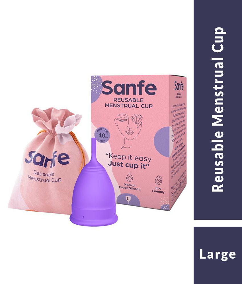 Sanfe Reusable Menstrual Cup for women Large Size with No Rashes, Leakage Or Odor - Premium Design for Women | Period cup for Women | Menstrual cup | Silicon Menstrual Cup