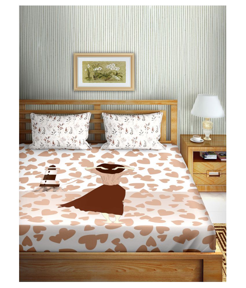     			Bella Casa Cotton Double Bedsheet with 2 Pillow Covers ( 254 cm x 224 cm )