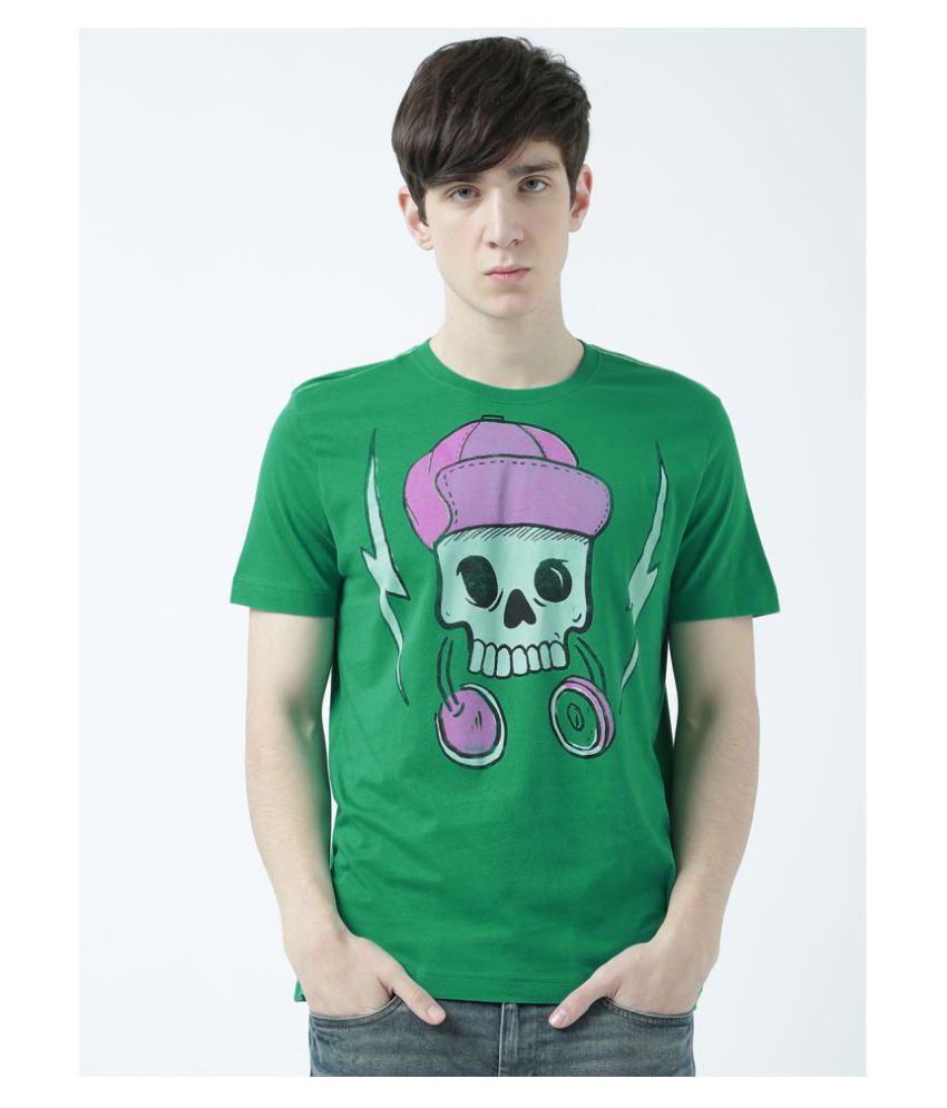     			Huetrap Cotton Green Printed T-Shirt Single Pack