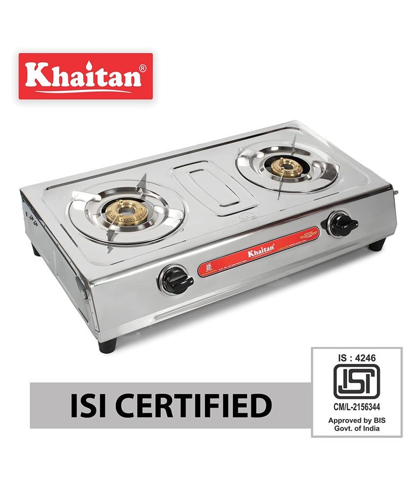 Khaitan 2 Burner VS2 Smart Stainless Steel Manual Gas Stove (Silver) 1