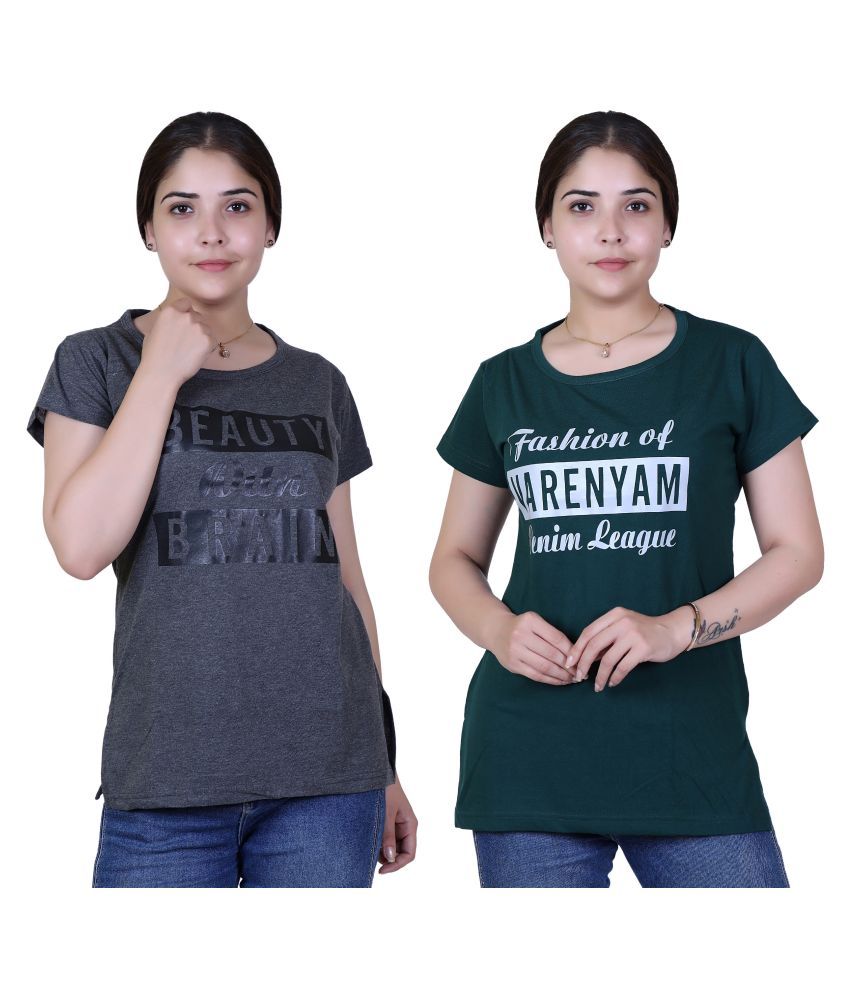     			Varenyam Cotton Regular Tops - Grey Single