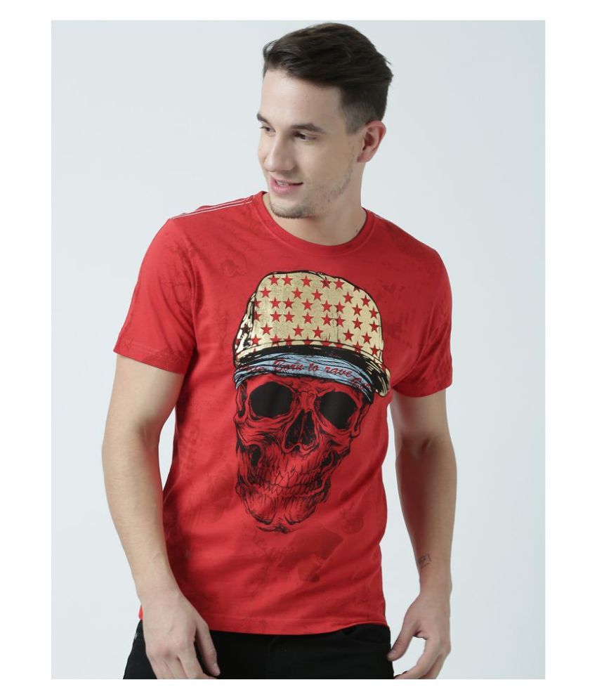     			Huetrap Cotton Red Printed T-Shirt Single Pack