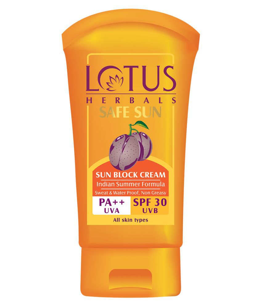     			Lotus Safe Sun Sunblock SPF 30 PA++, Black Plum Extract, water proof, sweat proof, non greasy, 100g