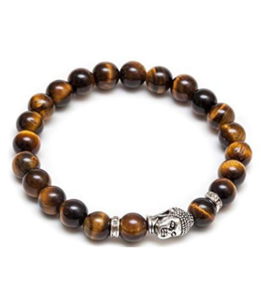     			8mm Yellow Tiger Eye With Buddha Natural Agate Stone Bracelet