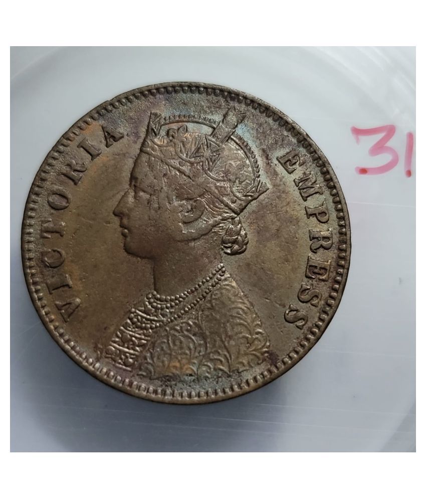     			British India One Quarter Anna 1887  Copper Coin