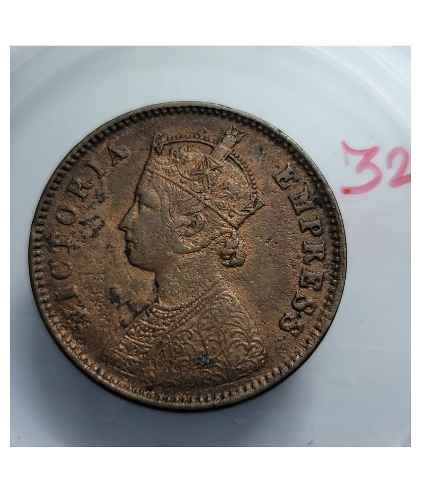     			British India One Quarter Anna 1877  Copper Coin