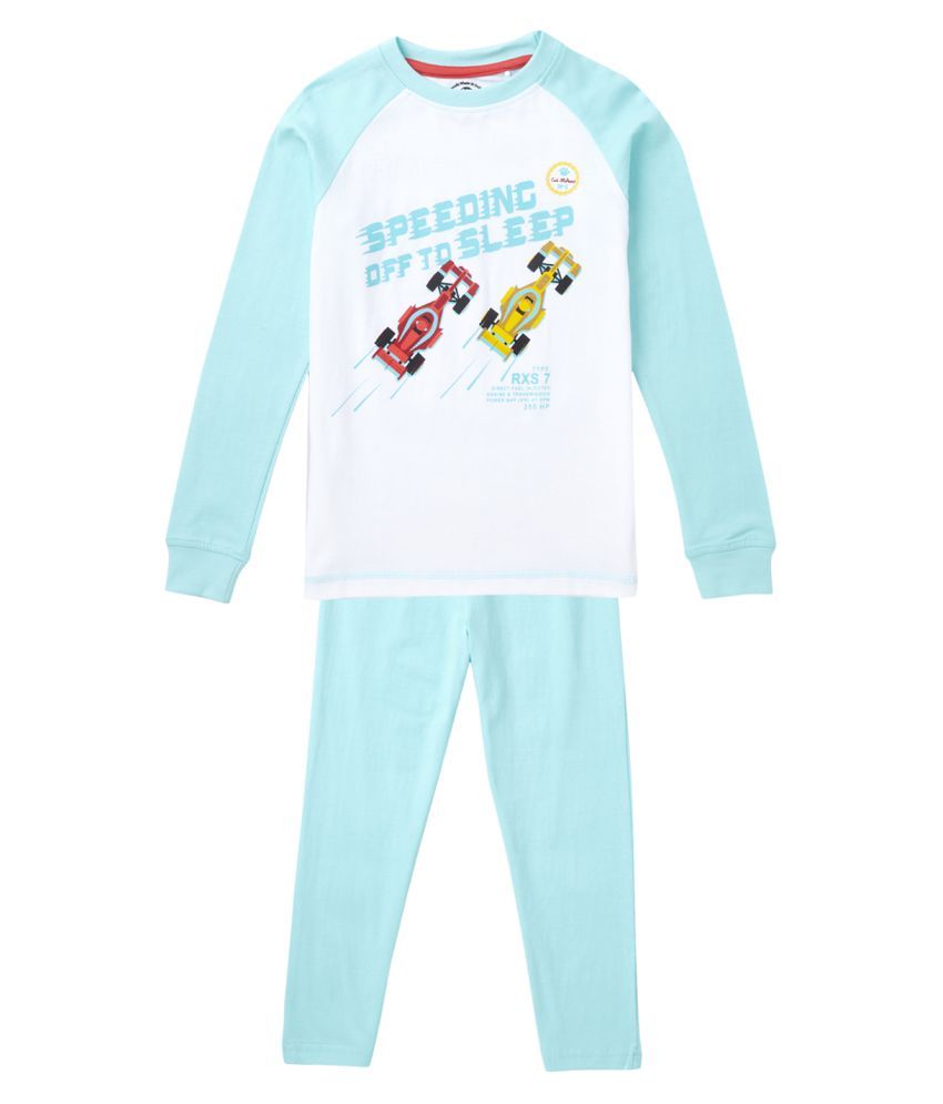     			Cub Mcpaws Boys Cotton Blend Tshirt & Pajama Set ( Blue )