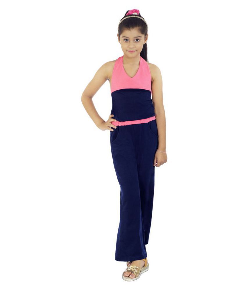     			Naughty Ninos - Navy Blue Cotton Blend Girls Jumpsuit ( Pack of 1 )