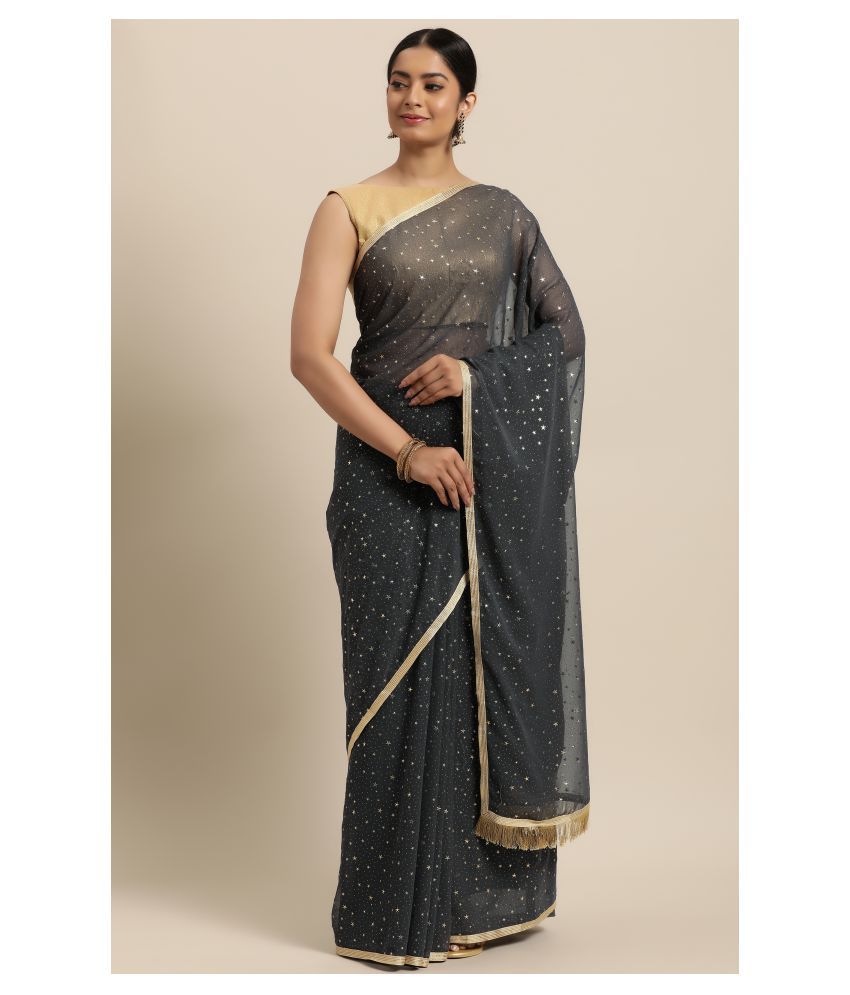 Janasya - Grey Georgette Saree With Blouse Piece ( Pack of 1 )