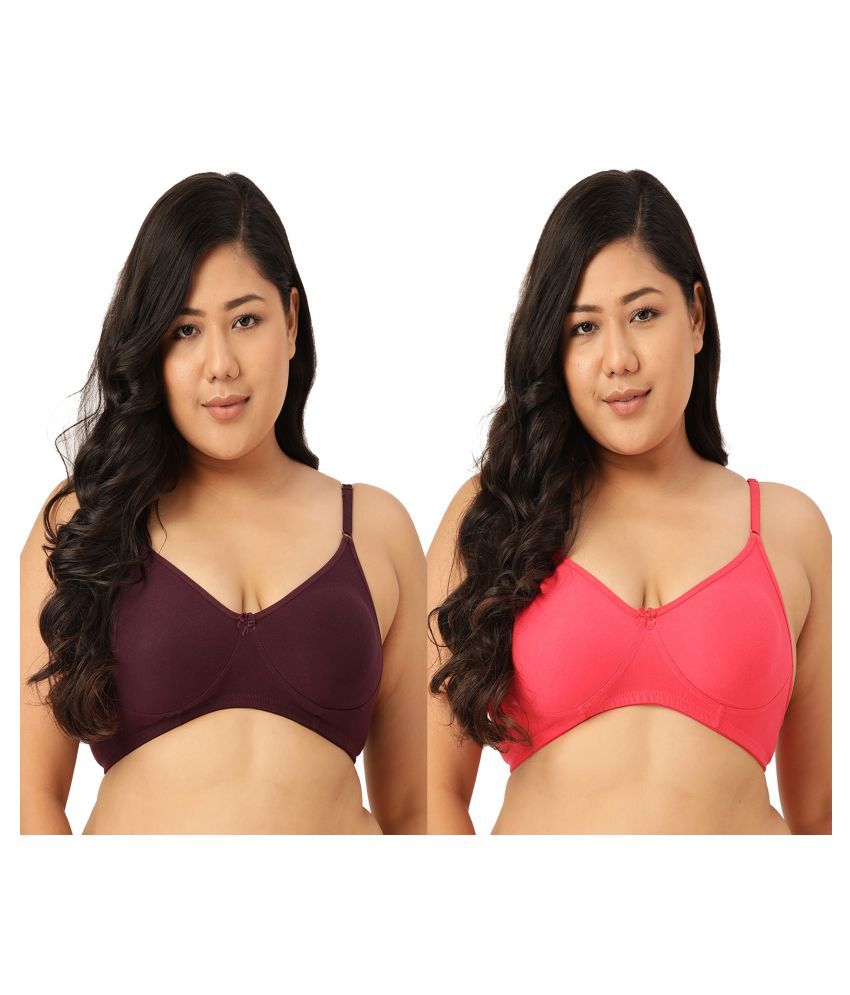     			Leading Lady Pack of 2 Cotton Non Padded Women's T-Shirt Bra ( Multi Color )