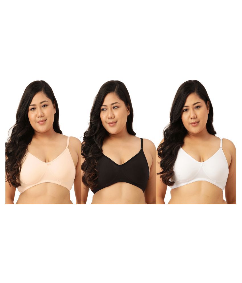     			Leading Lady Pack of 3 Cotton Non Padded Women's T-Shirt Bra ( Multi Color )