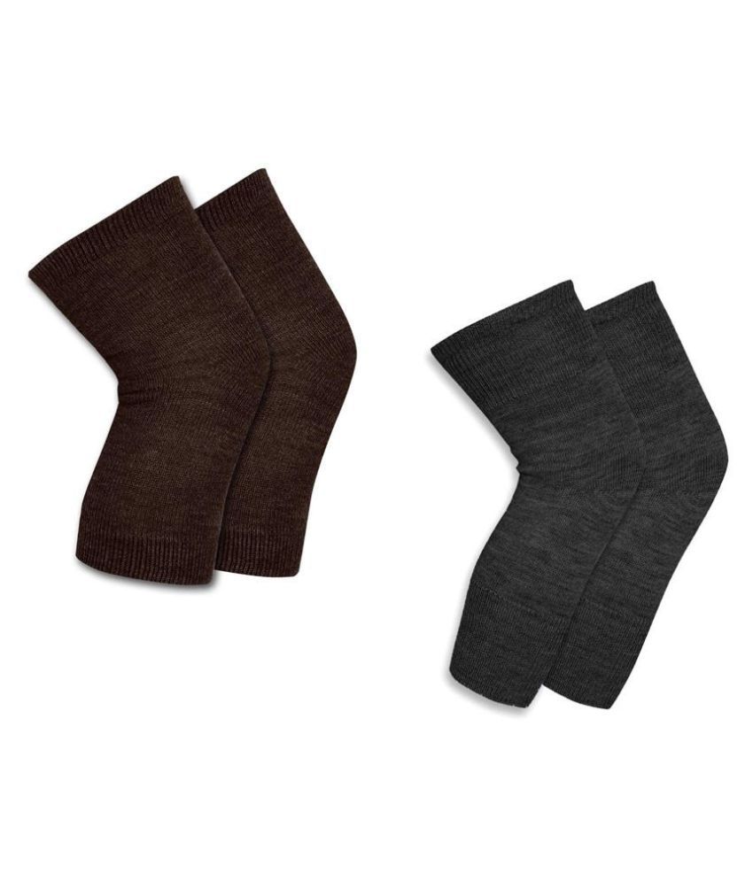     			Penyan™ Knee Warmers, Woolen Knee Cap | Unisex | Elastic Support | Fully Stretchable (Brown + Grey) - Combo 2 Pair