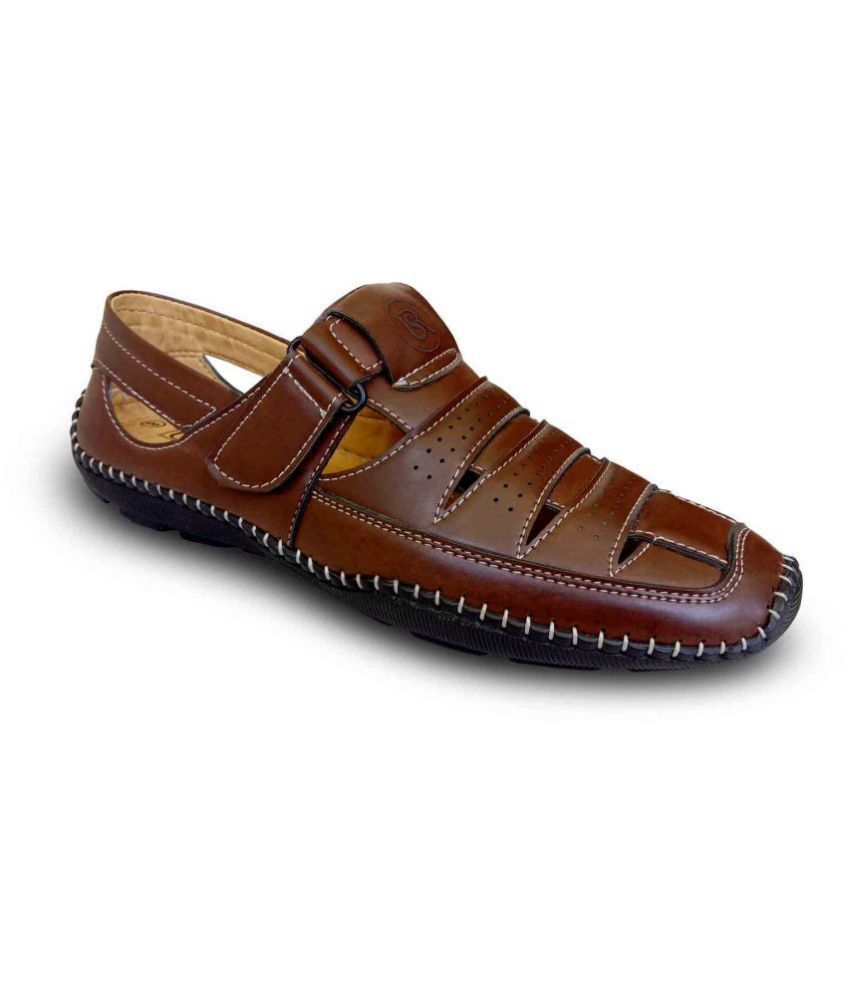 ShoeRise Brown Faux Leather Sandals
