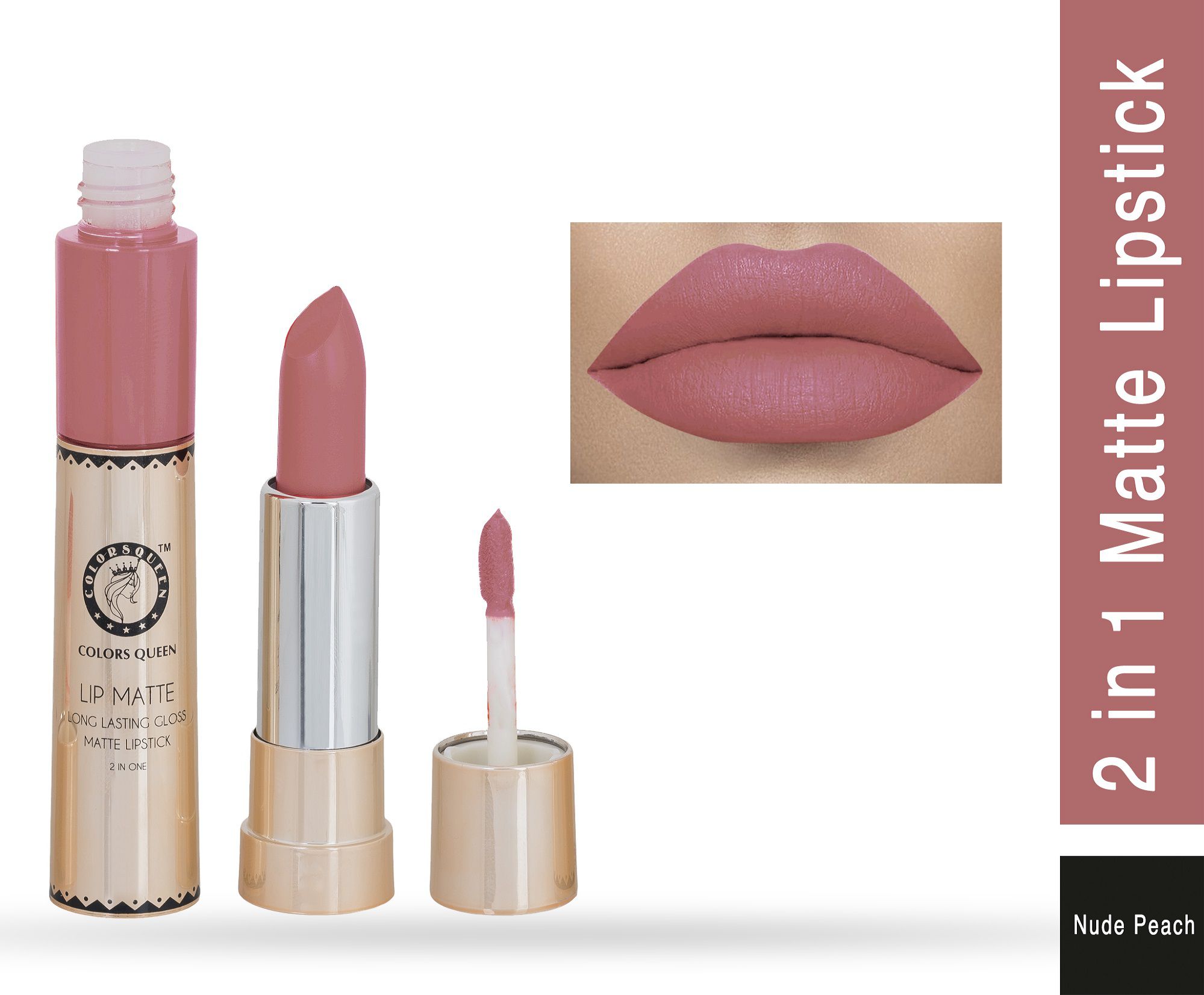     			Colors Queen 2 in 1 Lipstick Nude Peach Shade - 49 | SPF 15 8 g