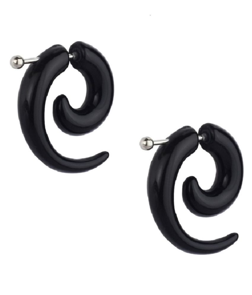 Black Swirl Horn Shape Expansion Steel & Acrylic Boys Fashion Jewelry Accessory Daily & Party Acrylic, Steel Tunnel