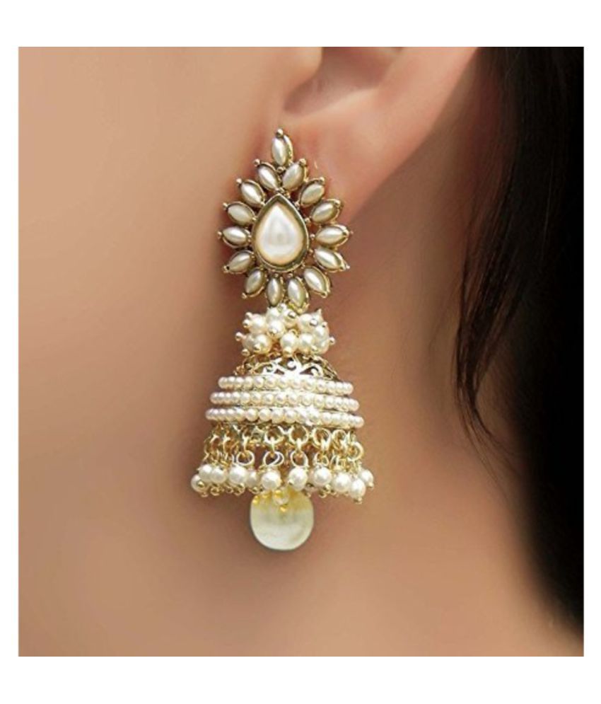     			YouBella Gold Plated Stylish Jewellery Traditional Pearl Fancy Party Wear Combo of Jhumka/jhumki Earrings for Women (Gold)