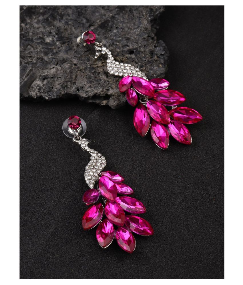     			YouBella Jewellery Valentine Collection AAA Swiss Zircon Peacock Earings Fashion Fancy Party Wear Earrings for Girls and Women (Pink)