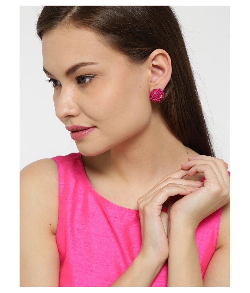     			YouBella Stylish Party Wear Jewellery Gold Plated Studs Earrings for Women (Pink)(YBEAR_31677)