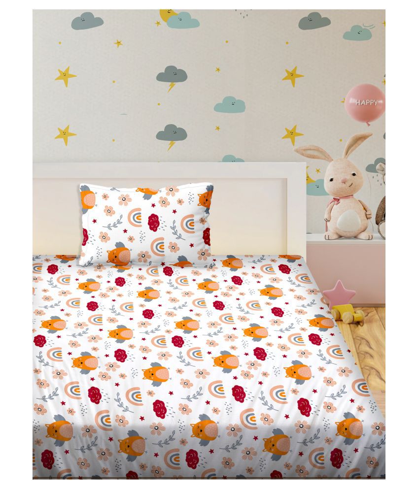     			Bella Casa Cotton Single Bedsheet with 1 Pillow Cover ( 228 cm x 152 cm )