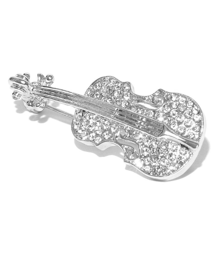     			Best Valentine Gifts : YouBella Gracias Collection Musical Guitar Brooch for Men and Women/Girls (Silver)