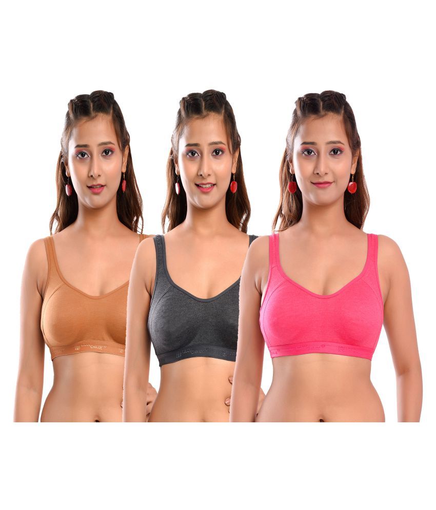     			Elina Pack of 3 Cotton Non Padded Women's Racerback bra ( Multi Color )