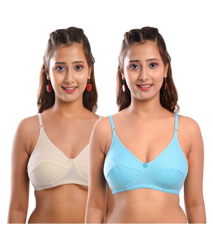     			Elina Pack of 2 Cotton Non Padded Women's T-Shirt Bra ( Multi Color )