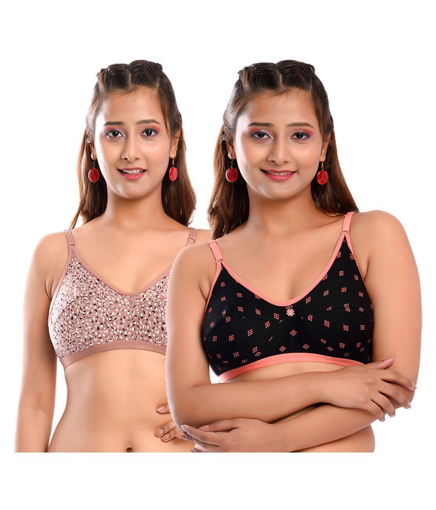     			Elina Cotton T-Shirt Bra - Multi Color Pack of 2