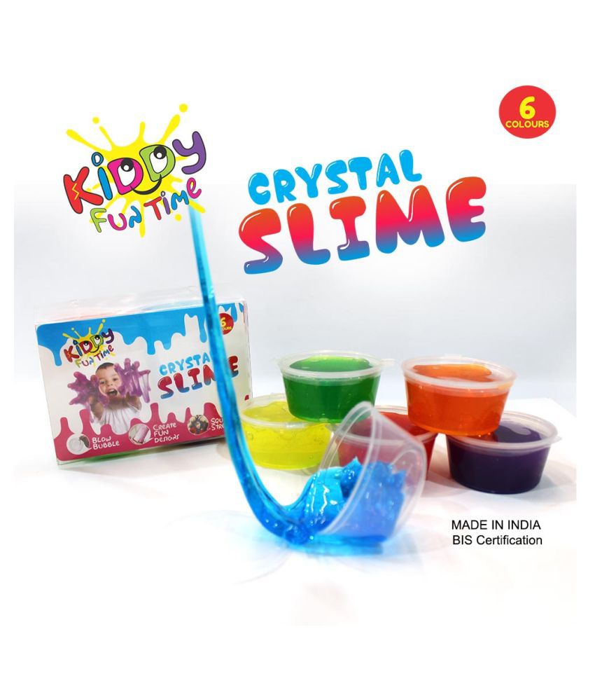 Kiddy Crystal Slime Pack of 6  Jelly Putty Set kit Toy for Girls Boys| Slime for Kids| Slime Easy Toy| 1 Pack Contains 6 Multiple Colors|putty slime|Age3+