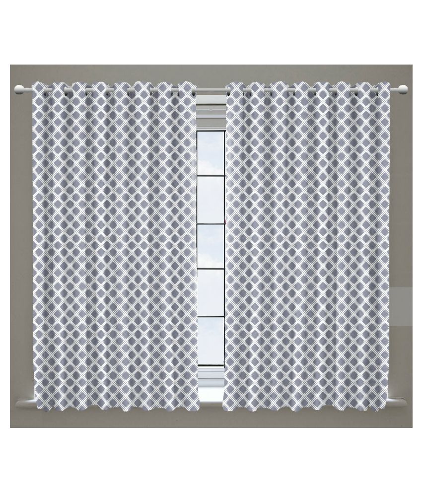     			Koli collections Set of 2 Door Blackout Room Darkening Eyelet Velvet Grey Curtains ( 213 x 121 cm )