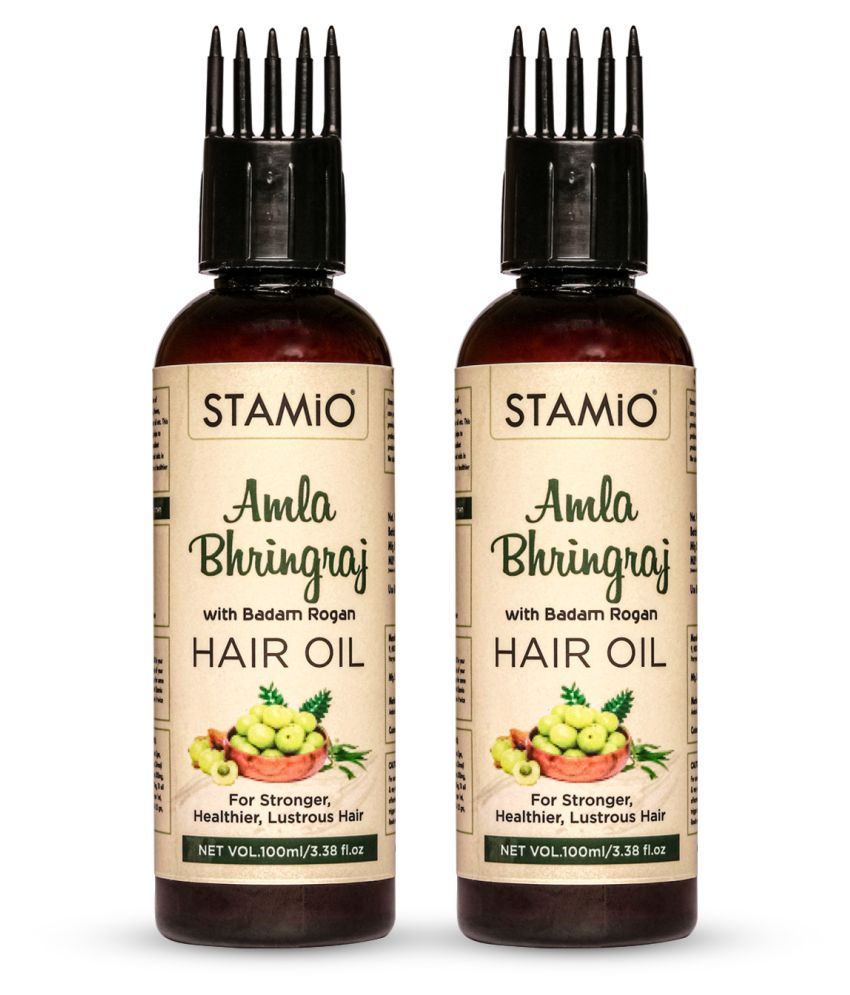     			STAMIO Amla Bhringraj Hair Oil with Comb Applicator for Stronger, Healthier, Lustrous hair (100ml, Pack of 2)