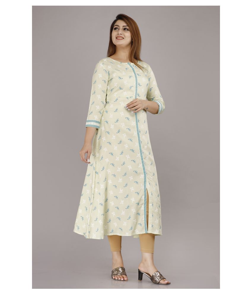     			EXPORTHOUSE - Green Rayon Women's Front Slit Kurti ( Pack of 1 )