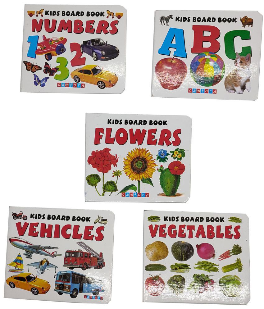     			SHIMZAN Kids Early Learning Pre School Alphabet (ABC), Number (123), Flower, Vegetable & Vehicle Books- Set of 5 Board Books