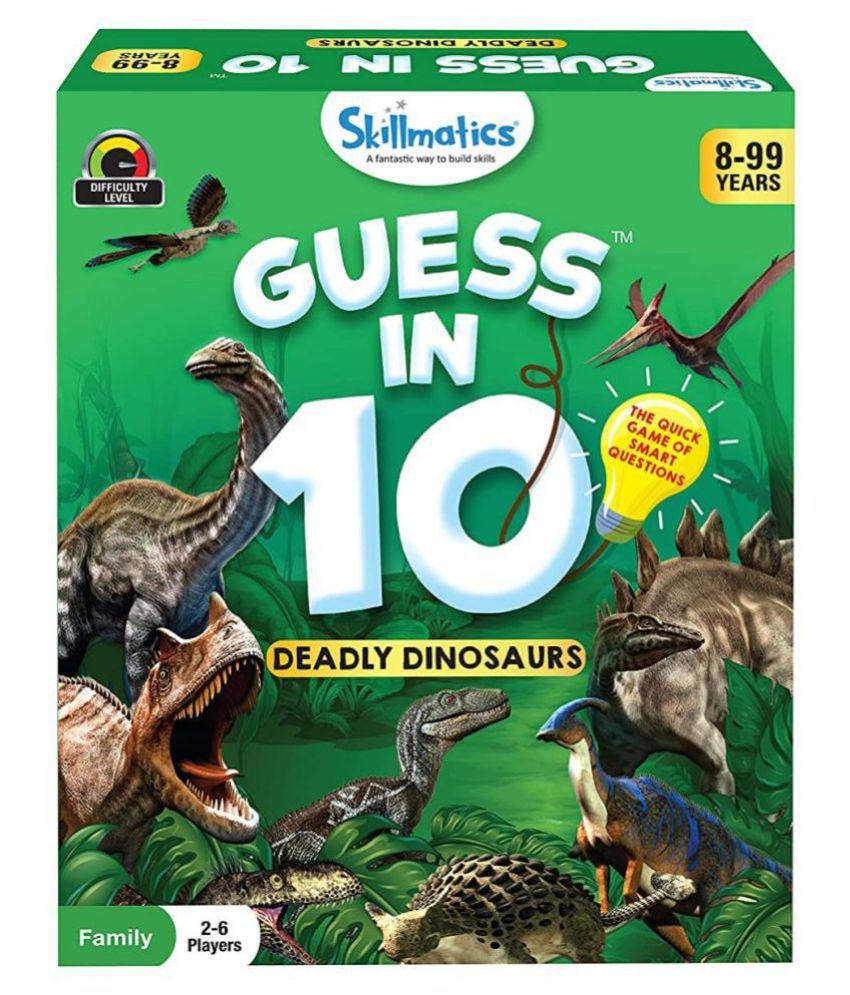 Skillmatics Card Game : Guess in 10 Deadly Dinosaurs | Gifts for Ages 8 and Up | Super Fun for Travel & Family Game Night