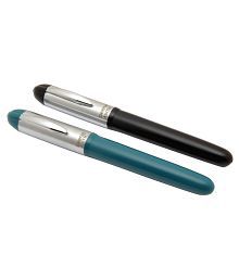 Srpc Set Of 2 Beena Antic Fountain Pens 3in1 Ink Filling Mechanism Steel Cap - Teal Blue &amp; Black