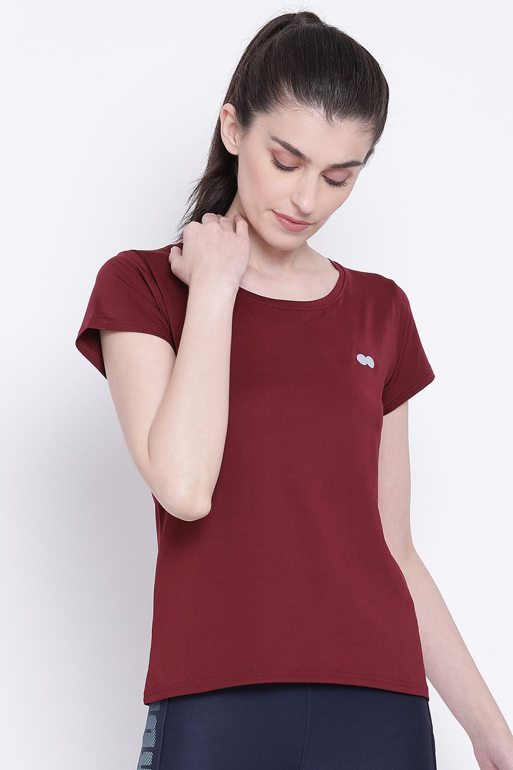     			Clovia Maroon Polyester Tees - Single